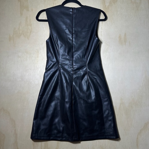 Abercrombie and Fitch Black Faux Leather Vegan Mini Dress Size XS Petite. NWT - Picture 9 of 10